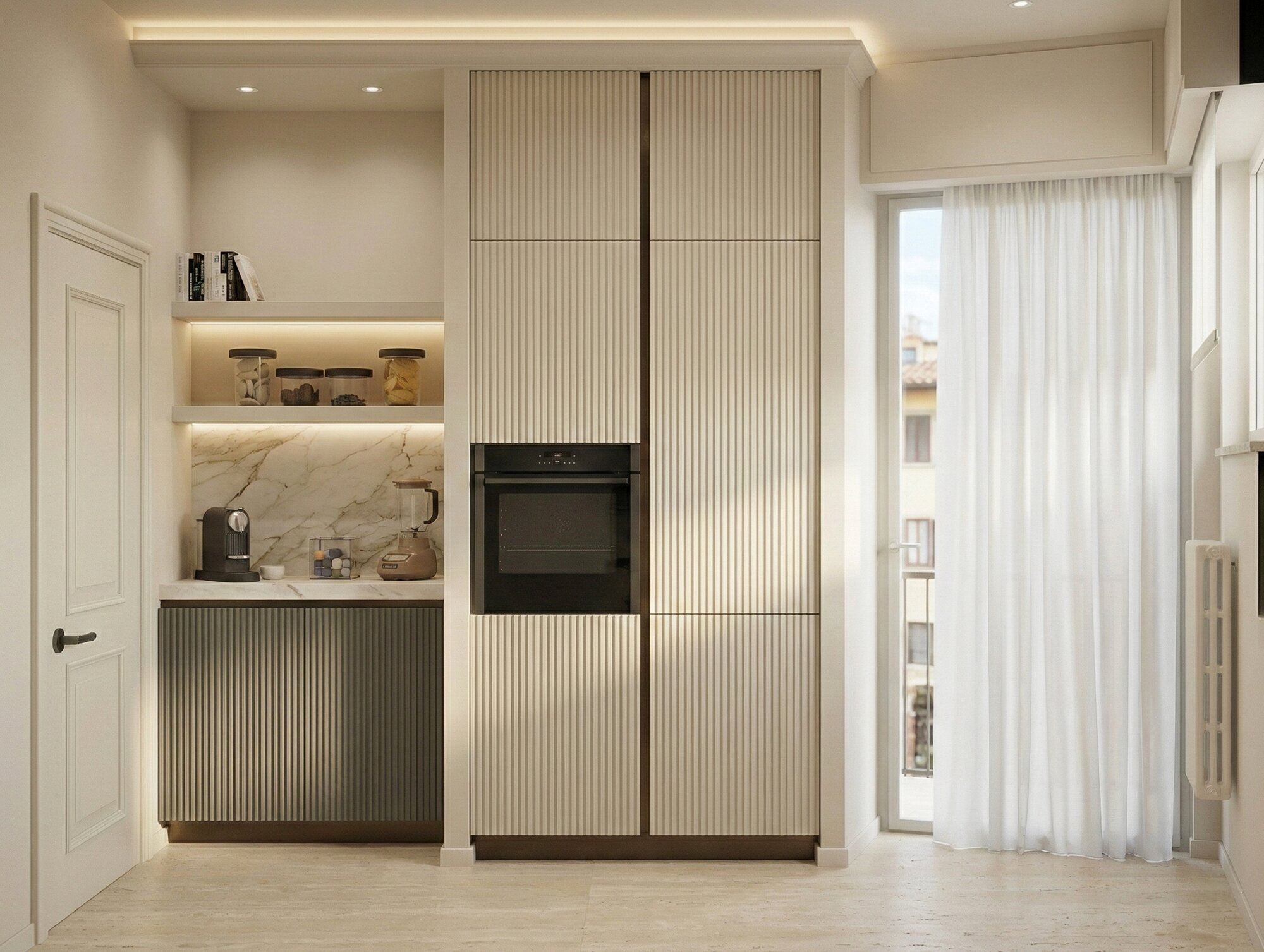 Zona frigorifero con fresature verticali